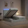 vidaXL Otomanska postelja z vzmetnico in LED Svetlo siva 200 x 200 cm