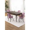 Hanah Home trpezarijski set Pir, sto i 4 stolice, ploča u dekoru drveta Baroque, roze tkanina Babyface