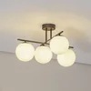 Domiluce Stropna svetilka Aurora, rjava, O 50 cm, 4-svetlobna, steklena, E14 - Dnevna soba/jedilnica - rjava, bela - Steklo