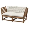 NÄMMARÖ Modularna sofa dvosed, spolja, rukohvati svetlosmeđe bajcovano/Kuddarna svetla sivobež
