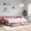 Greatstore Izvlečna dnevna postelja s predali roza 90x200 cm žamet