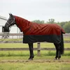 Pokrivač za konje Tamno zelena i crna 135 cm Poliester