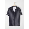 Trendyol Navy Blue Regular Fit Short Sleeve Blouse Striped Loose Loose Summer Shirt