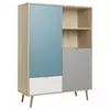 VISOKA KOMODA 103/139/40 cm siva, bela, boja hrasta, petrolej plava
