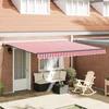 Skrovita tenda Crvena i bijela 400 × 350 cm Poliester i čelik