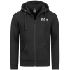 BENLEE pánska mikina s kapucňou na zips Chest logo, čierna
