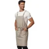 Profesionalni vodoodporni kuhinjski predpasnik unisex bež s križnimi naramnicami 80,5 x 85 cm, gastronomski predpasnik za kuhanje, 65% poliester 35% bombaž, dva prostorna žepa, pralni stroj
