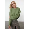 Trendyol Khaki Crop Super Wide Pattern Soft Texture Knit Sweater