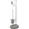 WENKO 19494100 - WC četka PEBBLE STONE 23,5x70 cm sjaj. hrom/siva/saten