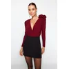 Trendyol Claret Red Double Breasted Collar Accessorized Body