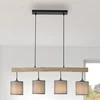 JUST LIGHT. GmbH Viseča svetilka Green Tribu, papirnata senčila, štiri luči - Dnevna soba/jedilnica - črna, svetel les, sivo-rjava - Kovina