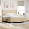 LED Box Spring Krevet s uzglavljem Krema 180 x 200 cm tkanina