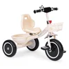 ECOTOYS Tricikl sa neklizajućim rukohvatima, zvoncem i korpom, Bež