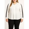 Plus size bluza s čipko, bela