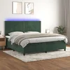 Vidaxl Box spring postelja z vzmetnico LED tem. zelena 200x200cm žamet