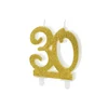 PartyDeco Rojstnodnevna sveča ŠTEVILKA 30 ZLATA Z BLEŠČICAMI