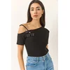 Bianco Lucci Ženska bluza na kratake rukave 948 60283230, Brod izrez, Crna