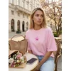 Sinsay - Pamučna majica sa cvetnim uzorkom - pastelno roze