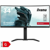 IIYAMA Monitor 34 UW ETE VA-panel, Curved Gaming 1500R, G-Master Red Eagle, 3440x1440@165Hz (21:9), 0,4ms (MPRT), 550cdm2 HDR400, FreeSync Premium, Speakers, 2xHDMI, 2xDisplayPort, USB-HUB (4x 3.0), 15cm Height Adj. Stand