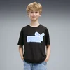 PUMA Essentials Logo Lab Relaxed Graphic Tee Youth, Clothing, Black/Blue Guppy, 11-12Y