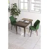 Hanah Home trpezarijski set Arp, sto i 2 stolice, ploča u dekoru drveta Baroque, kaki zelena tkanina Babyface