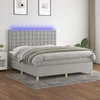 Krevet box spring s madracem LED svjetlosivi 180x200 cm tkanina