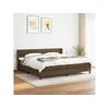 Den Box spring postelja z vzmetnico temno rjav 200x200 cm blago