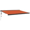 Vidaxl Zložljiva tenda oranžna in rjava 4,5x3 m blago in aluminij
