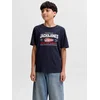 Jack & Jones Junior Majica marine / živo rdeča / bela