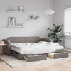 Vidaxl Izvlečna dnevna postelja s predali taupe 100x200 cm blago
