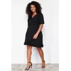 Trendyol Curve Black Double Breasted Flounce Knitted Dress Double Breasted Flounce Mini Knitted Dress
