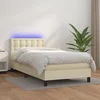 Krevet box spring s madracem LED krem 80x200 cm od umjetne kože