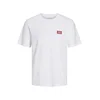 JACK & JONES Majica JJRush temno rdeča/bela