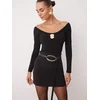 Trendyol Milla ženski bodi model Carmen Collar Knitted Party Tpraw26Bd00017, crna / crna