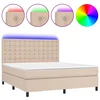 Vidaxl Box spring postelja z vzmetnico LED kapučino 160x200 cm