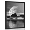 Plakat futuristična dežela v črnobeli varianti - 60x90 silver