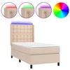 Krevet box spring madrac LED cappuccino 90x190cm umjetna koža