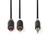 NEDIS GOLD AUX Kabel | 3.5 mm m – 2x RCA m | 5.0 m | Pozlaćeni konektori | Crni