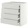METOD / MAXIMERA Pod.elem.4fronta/2donj/3sred.fioke, bela/Aspudden svetlosiva, 80x60 cm