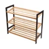Polica za obuću Bamboo, 3 nivoa, Crna