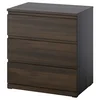 STORKLINTA Komoda s 3 fioke, tamnosmeđa/im. hrastovine, 70x50x75 cm