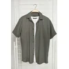 Trendyol Khaki Regular Fit Short Sleeve Summer Textured Knitted Shirt