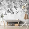 Tapeta lisiti s kolibriji v črno beli - 245x165