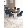 Hanah Home Set Trpezarijski sto i 6 stolica Roz, Plavo-braon