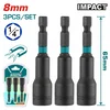 TOTAL 3-delni set udarnih magnetnih usadnih nastavaka HEX 8mm, dužina 65mm