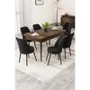 Hanah Home trpezarijski set Rax, sto na razvlačenje i 6 stolica, ploča u dekoru drveta Baroque, crna tkanina Babyface