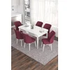 Hanah Home Set Trpezarijski sto i 6 stolica Eva, Bordo-beli