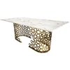 Casa Padrino luxury dining table white/gold 200 x 100 x H. 76 cm - Dining room table with faux marble top - Dining room furniture - Luxury furniture - Luxury furnishings