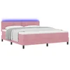 LED Box Spring Krevet Ružičasta 180 x 200 cm Baršun