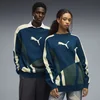 PUMA T7 Relaxed Knit Sweater Unisex, Clothing, Midnight Petrol/Herb Garden, XS